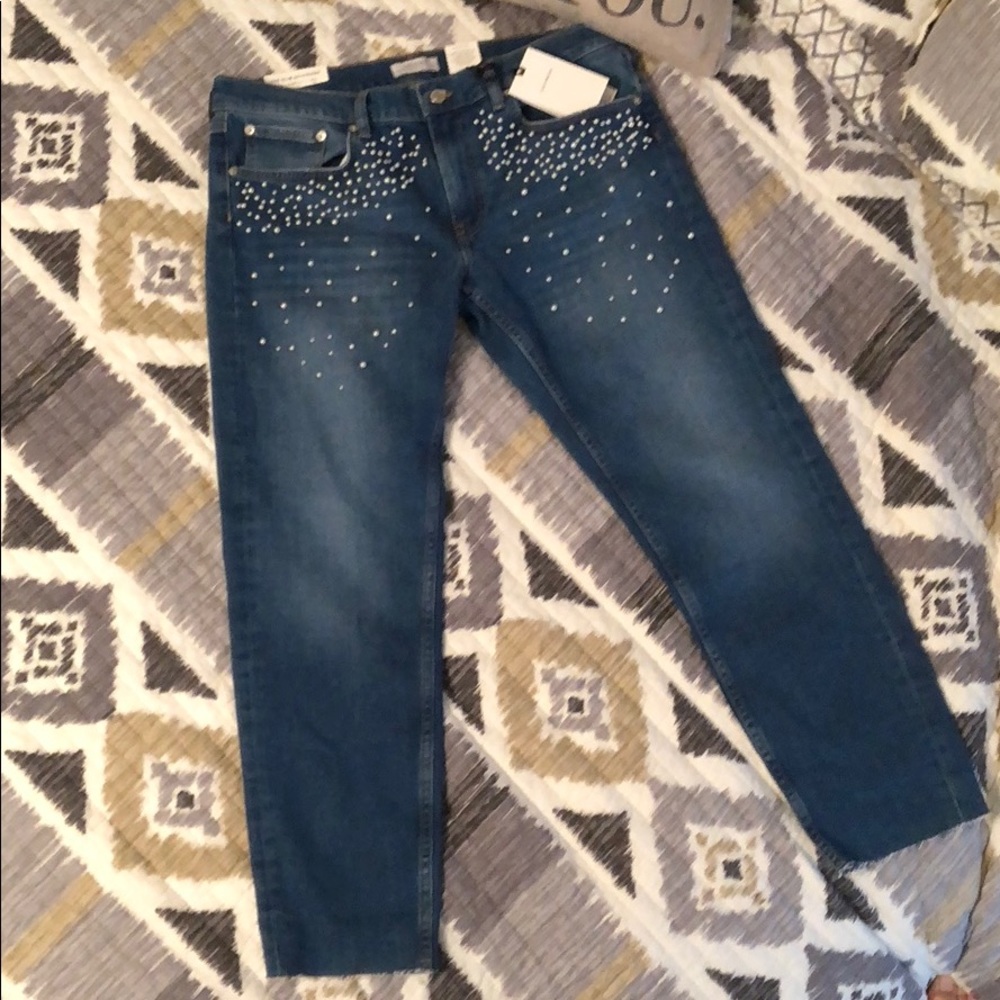 👏🏽SOLD👏🏽NWT Zara Pearl Jeans - Picture 4 of 8
